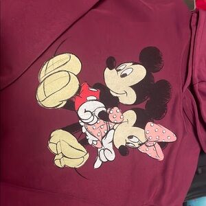 Disney Maroon Sweatshirt with Mickey and Minnie